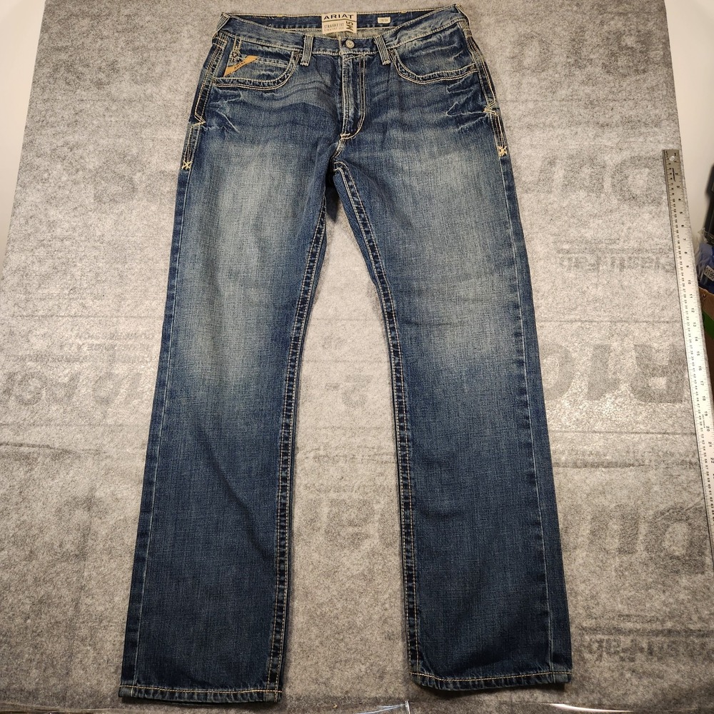 Ariat M5 Straight Fit Jeans 38x35 Western Cowboy Distressed Men's Gulch